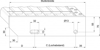 rotec-EP-Gitterroststufe, feuerverzinkt 1200 x 270 mm, Ma 31/31 mm, Ts 40/2 mm