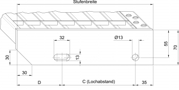 rotec-EP-Gitterroststufe, feuerverzinkt 1000 x 240 mm, Ma 31/9 mm, Ts 30/2 mm