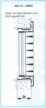 Wandgitter GD110 - 400 x 150 mm<br>aus Stahl, RAL 9010 (Reinweiß) lackiert