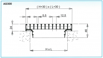 Bodengitter AG300 - 200 x 75 mm<br>aus Aluminium, naturfarbig eloxiert