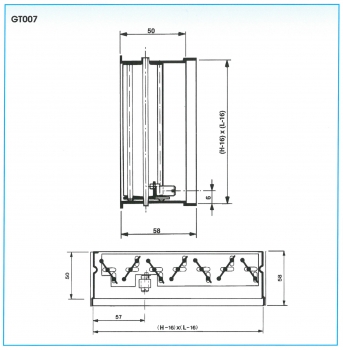 Luftmengenregulierer GT007 - 500 x 100 mm<br>aus verzinktem Stahlblech, RAL 9005 schwarz lackiert