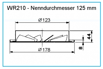 Dralldurchlass WR210 - Ø 125 mm<br>aus Stahl, RAL 9010 (reinweiß) lackiert