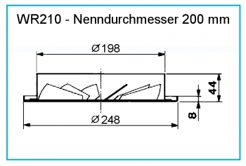 Dralldurchlass WR210 - Ø 200 mm<br>aus Stahl, RAL 9010 (reinweiß) lackiert