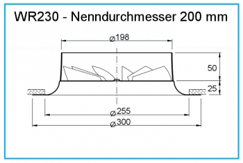 Dralldurchlass WR230 - Ø 200 mm<br>aus Stahl, RAL 9010 (reinweiß) lackiert