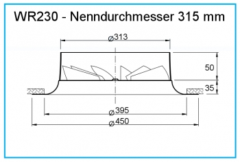 Dralldurchlass WR230 - Ø 315 mm<br>aus Stahl, RAL 9010 (reinweiß) lackiert