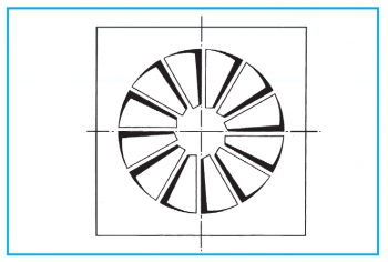 Dralldurchlass WS200P Ø125mm Systemplatte 594x594mm<br>aus Stahl, RAL 9010 (reinweiß) lackiert