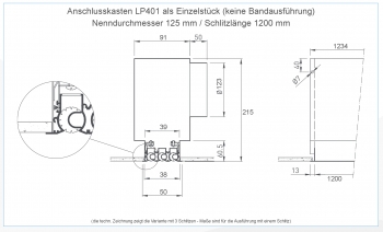 Schlitzdurchlass LT451 aus Aluminium - 1 Schlitz<br>als einteiliges Lüftungsgitter - 1200 mm Schlitzlänge