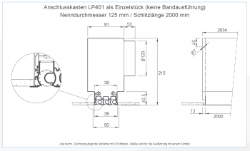 Schlitzdurchlass LT451 aus Aluminium - 1 Schlitz<br>als einteiliges Lüftungsgitter - 2000 mm Schlitzlänge