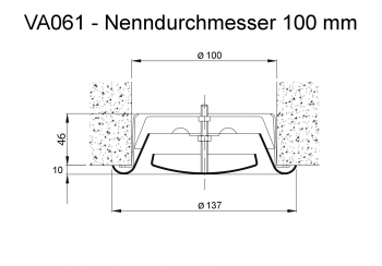 Lüftungsventil VA061 für Abluft - Ø 100 mm<br>aus Stahl, RAL 9010 (reinweiß) lackiert