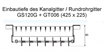 Kanalgitter GS120G für Abluft - 425 x 225 mm<br>aus Stahl, verzinkt