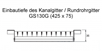 Kanalgitter GS130G für Zuluft - 425 x 75 mm<br>aus Stahl, verzinkt