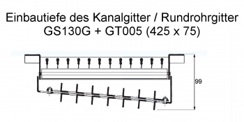 Kanalgitter GS130G für Zuluft - 425 x 75 mm<br>aus Stahl, verzinkt