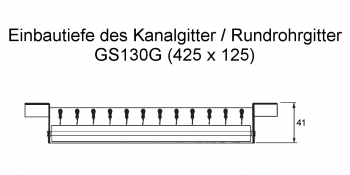 Kanalgitter GS130G für Zuluft - 425 x 125 mm<br>aus Stahl, verzinkt
