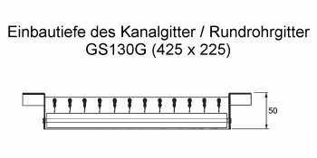 Kanalgitter GS130G für Zuluft - 425 x 225 mm<br>aus Stahl, verzinkt