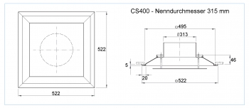 Luftdurchlass CS400 -  Ø 315 mm<br>Stahl RAL 9010 lackiert (reinweiß)