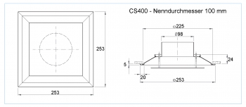 Luftdurchlass CS400 -  Ø 100 mm<br>Stahl RAL 9010 lackiert (reinweiß)