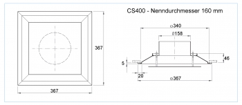 Luftdurchlass CS400 -  Ø 160 mm<br>Stahl RAL 9010 lackiert (reinweiß)