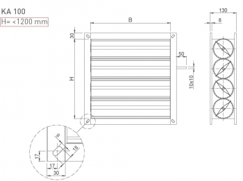 Jalousieklappe KAH103H 200 x 1200 mm