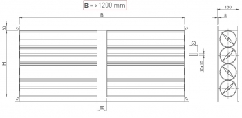 Jalousieklappe KAH103H 1200 x 200 mm