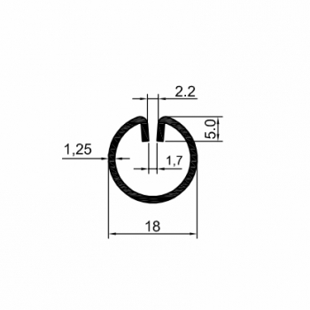 Einfassprofil Typ A (rund) - Ø 18 mm, 3000 mm lang - aus Edelstahl, Korn 320 geschliffen