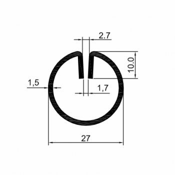 Einfassprofil Typ B 1.8 (rund) - Ø 27 mm, 3000 mm lang - aus Edelstahl, Korn 320