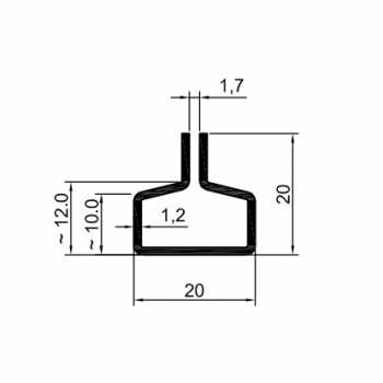 Einfassprofil Typ C (rechteckig) - 20 mm breit, 3000 mm lang - aus Stahl, sendzimirverzinkt