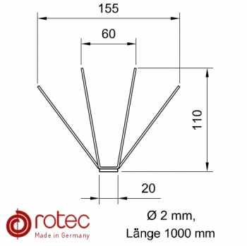 Taubenabwehr-Spikes Quattro Blech, 4-reihig, 1000 mm, Edelstahl 1.4301 - <i>Made in Germany</i>